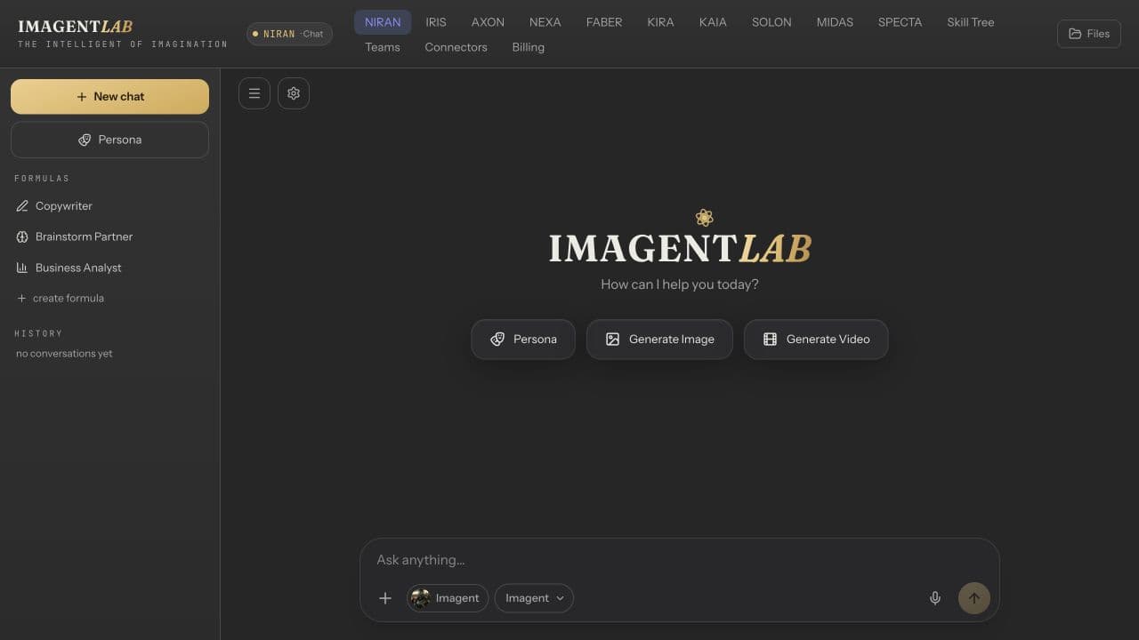 Live IMAGENTLAB NIRAN chat workspace